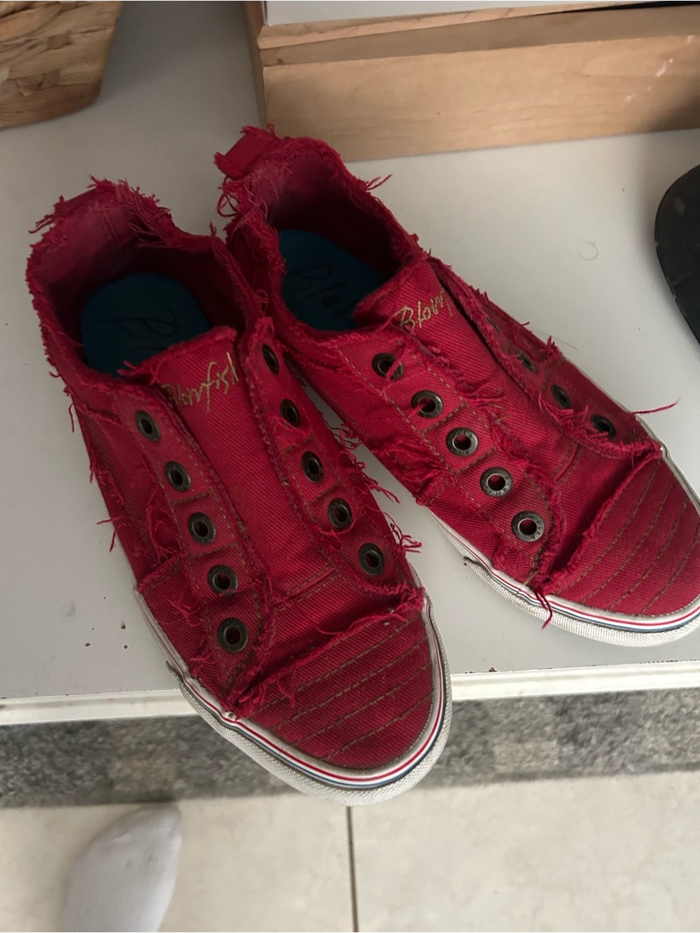 Blowfish Kids Distressed Red Canvas Slip-Ons